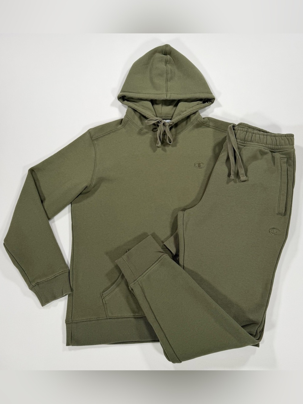 Champion Mens Fleece Hoodie & Jogger Tracksuit Set Cargo Olive Green Size Small